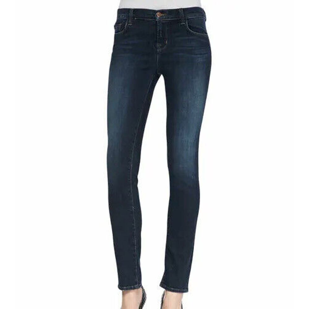 J BRAND Skinny Leg Mid Rise in Impression Dark Wash Stretch Jeans Size 28